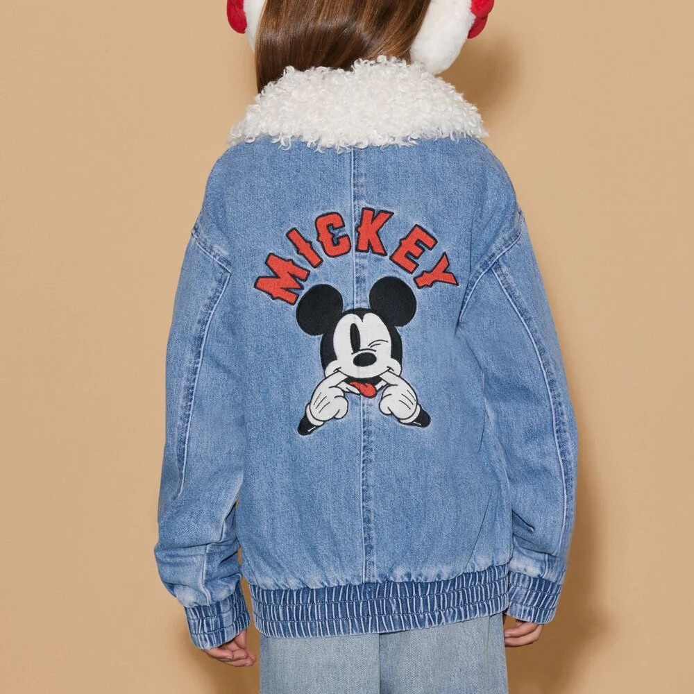 NWT Forever 21 Kids Blue Jean Jacket with Mickey Design Disney